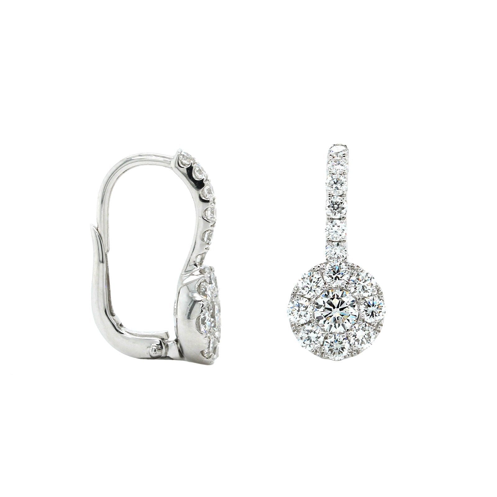 18K White Gold Diamond Halo Drop Earrings, Gold, Long's Jewelers