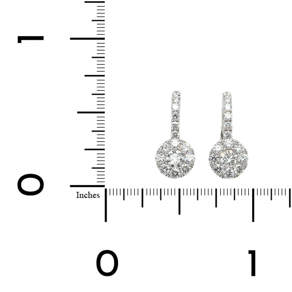 18K White Gold Diamond Halo Drop Earrings