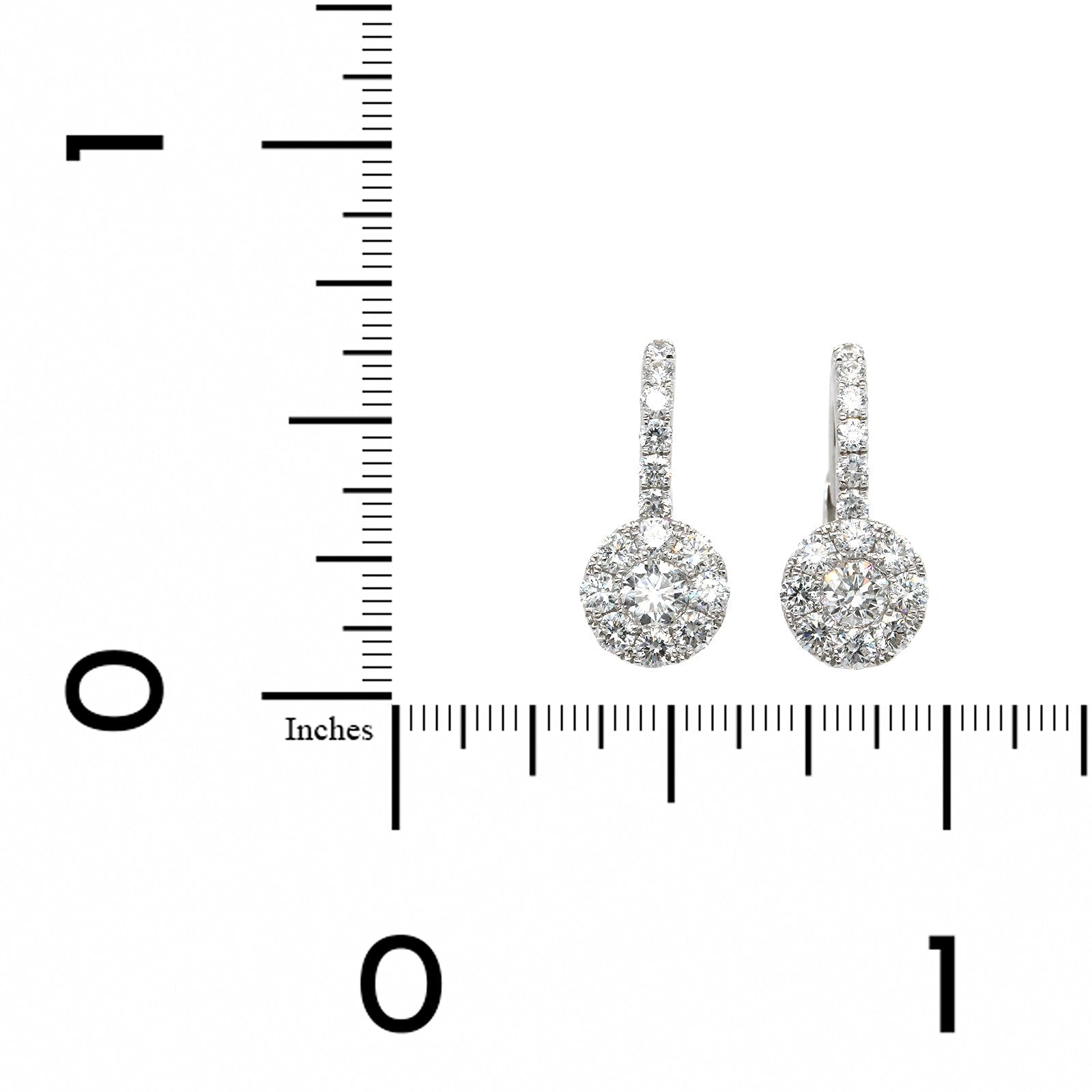 18K White Gold Diamond Halo Drop Earrings