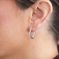 18K White Gold Diamond Hoops