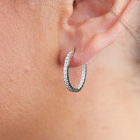 18K White Gold Diamond Hoops, White Gold, Long's Jewelers