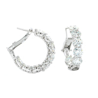 18K White Gold Diamond Huggie Earrings, 18k white gold, Long's Jewelers