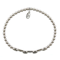18K White Gold Diamond Link Station Stretch Bracelet, 18k white gold, Long's Jewelers