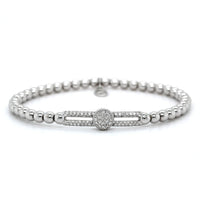18K White Gold Diamond Station Stretch Bracelet, 18k white gold, Long's Jewelers