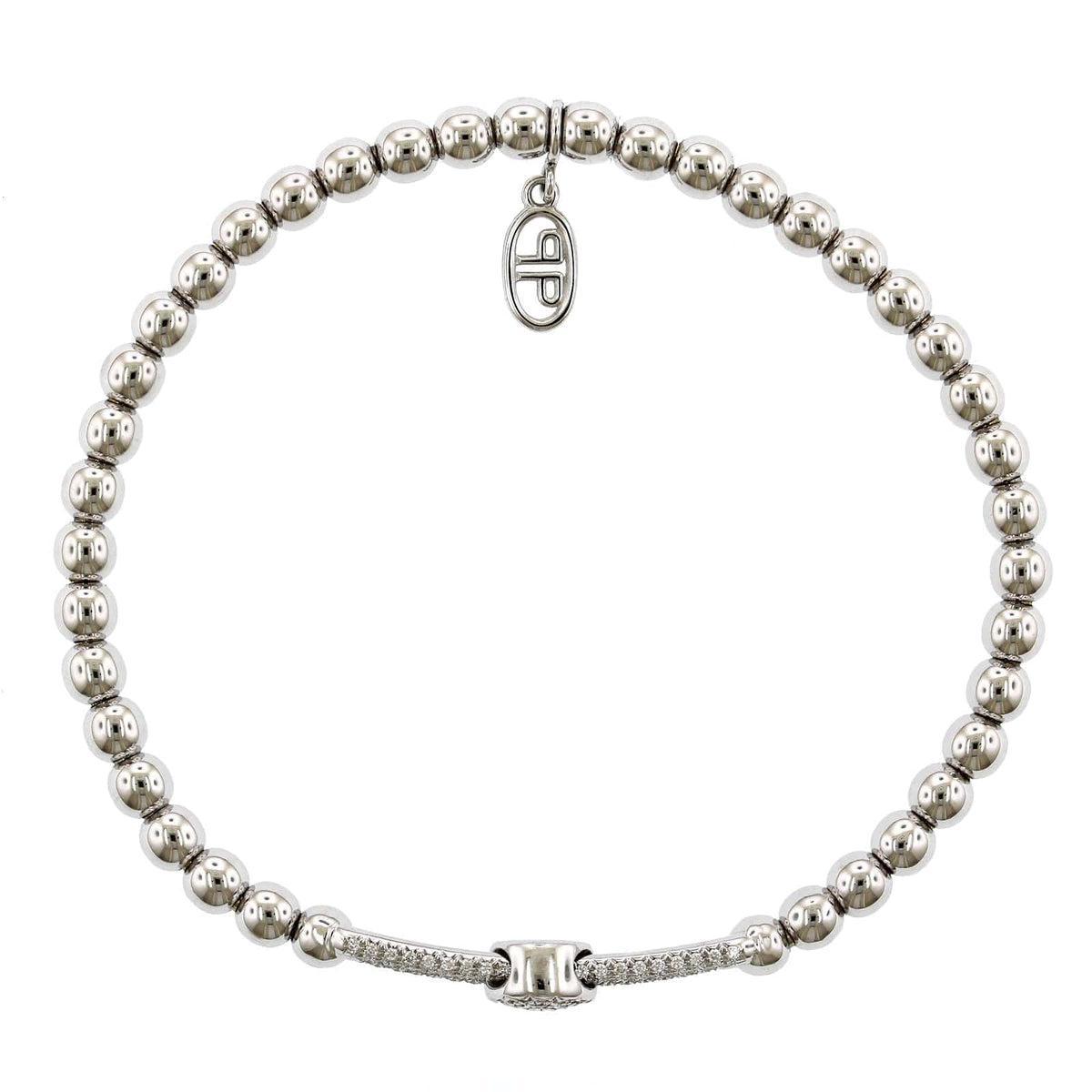 18K White Gold Diamond Station Stretch Bracelet, 18k white gold, Long's Jewelers