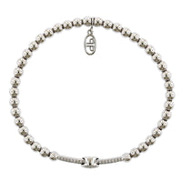 18K White Gold Diamond Station Stretch Bracelet, 18k white gold, Long's Jewelers