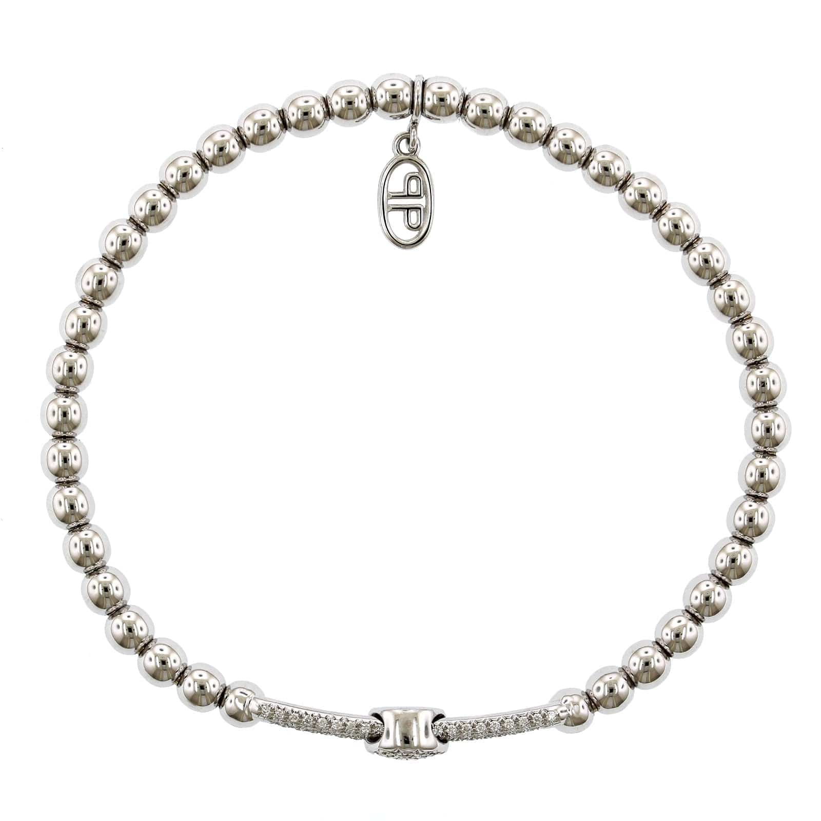 18K White Gold Diamond Station Stretch Bracelet, 18k white gold, Long's Jewelers