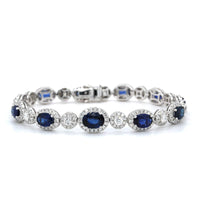 18K White Gold Diamond and Sapphire Bracelet, Gold, Long's Jewelers