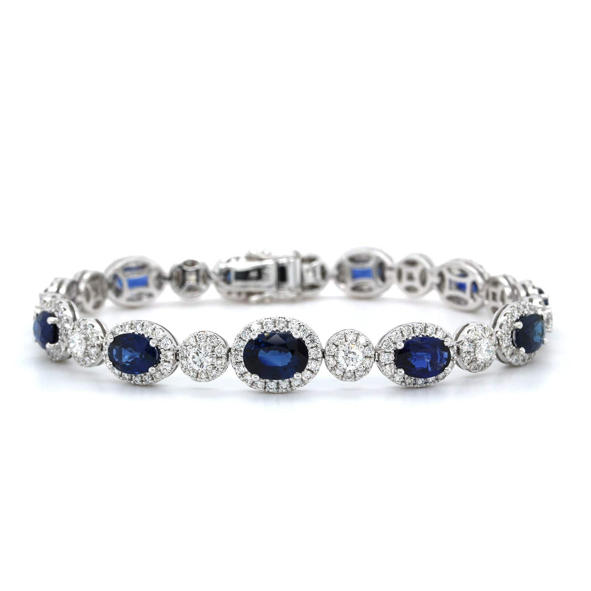 18K White Gold Diamond and Sapphire Bracelet, Gold, Long's Jewelers