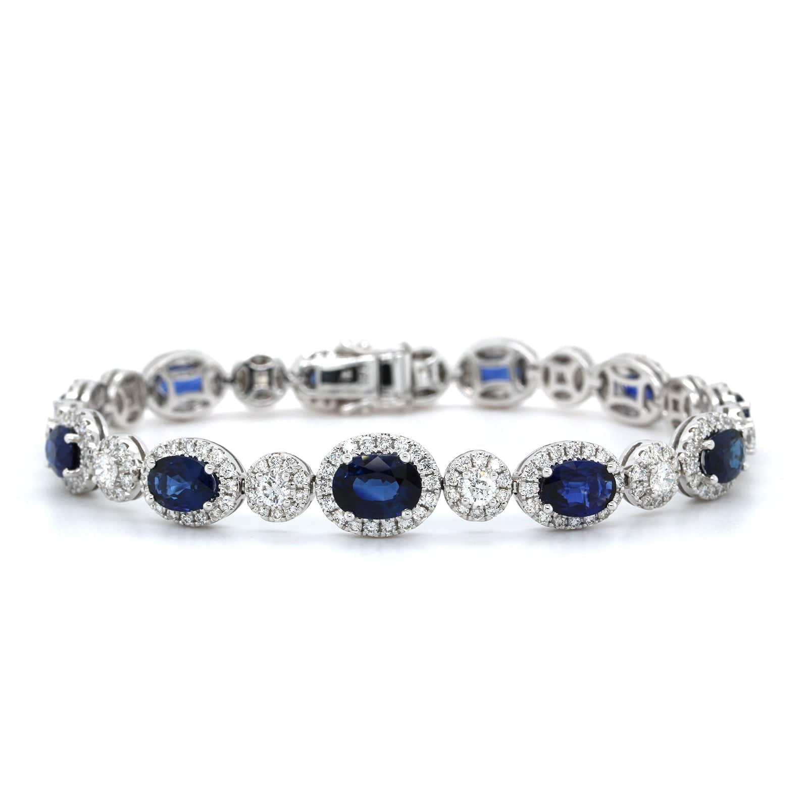 18K White Gold Diamond and Sapphire Bracelet, Gold, Long's Jewelers
