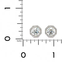 18K White Gold Diamond with Octagon Diamond Halo Stud Earrings, white gold, Long's Jewelers
