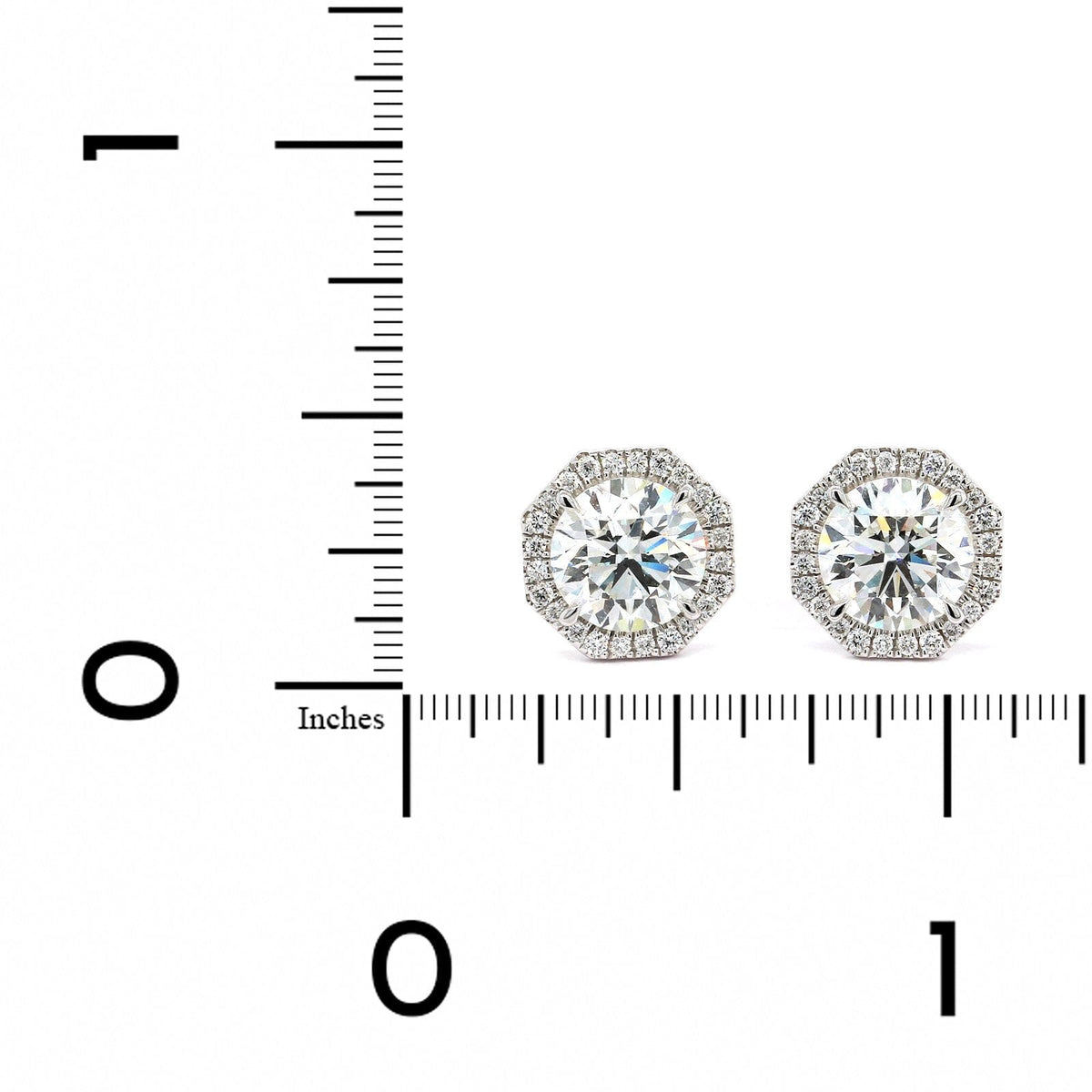 18K White Gold Diamond with Octagon Diamond Halo Stud Earrings, white gold, Long's Jewelers