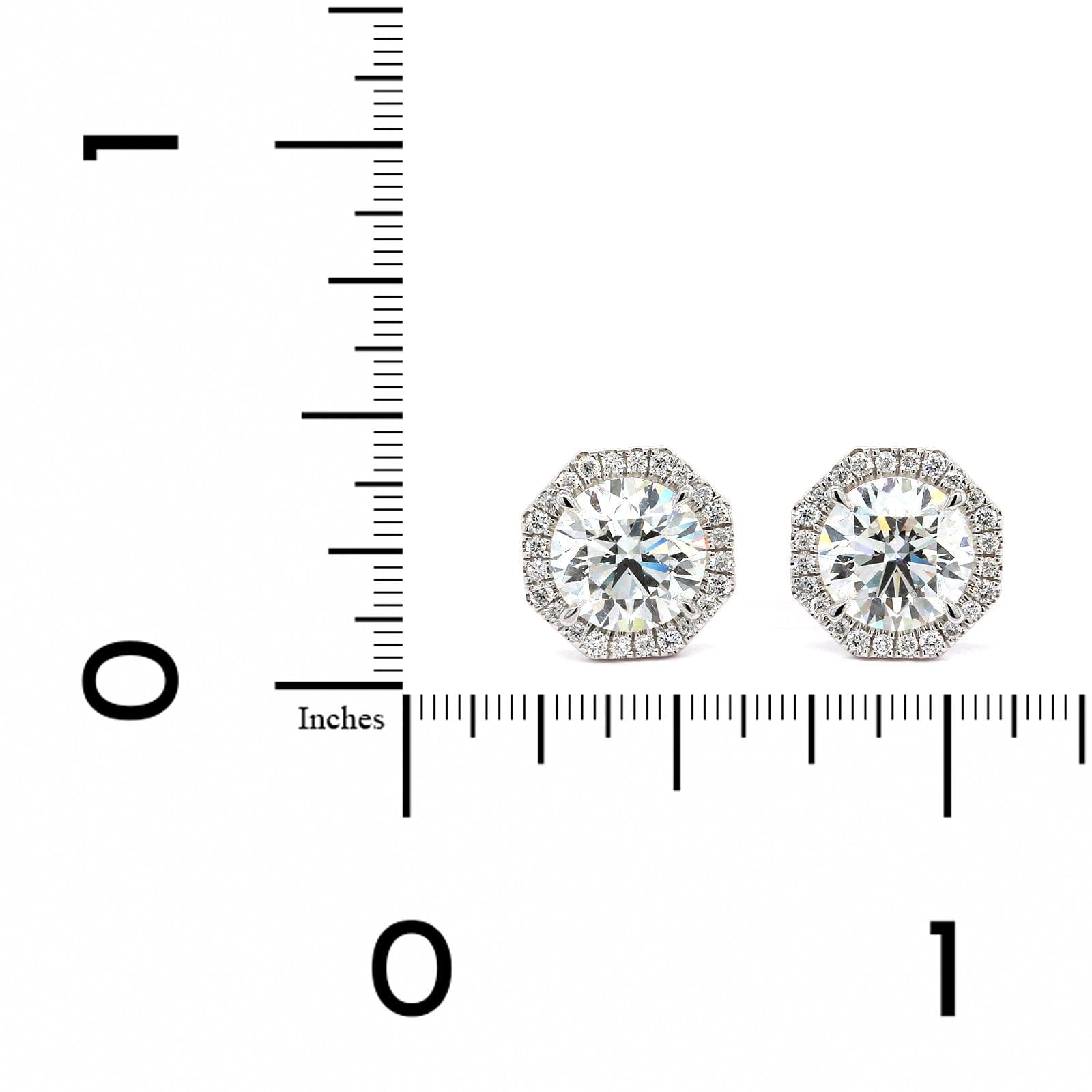 18K White Gold Diamond with Octagon Diamond Halo Stud Earrings, white gold, Long's Jewelers