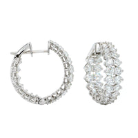 18K White Gold Double Row Diamond Hoop Earrings, White Gold, Long's Jewelers