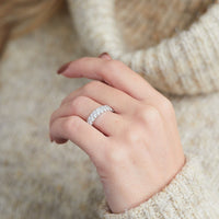 18K White Gold Double Row Diamond Wedding Ring