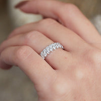 18K White Gold Double Row Diamond Wedding Ring, White Gold, Long's Jewelers