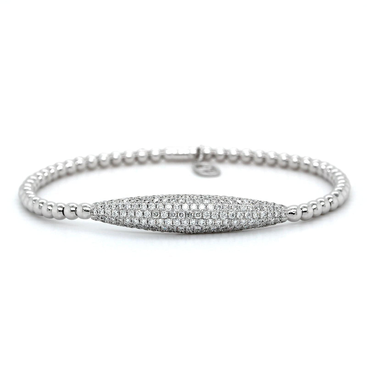 18K White Gold Elongated Diamond Stretch Bracelet, 18k white gold, Long's Jewelers