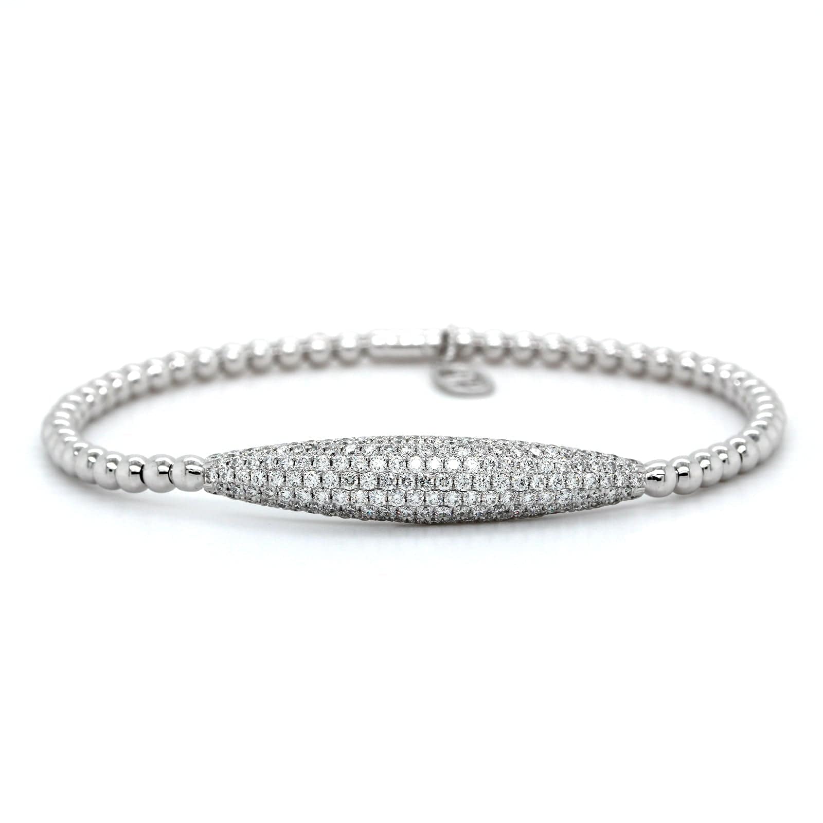 18K White Gold Elongated Diamond Stretch Bracelet, 18k white gold, Long's Jewelers