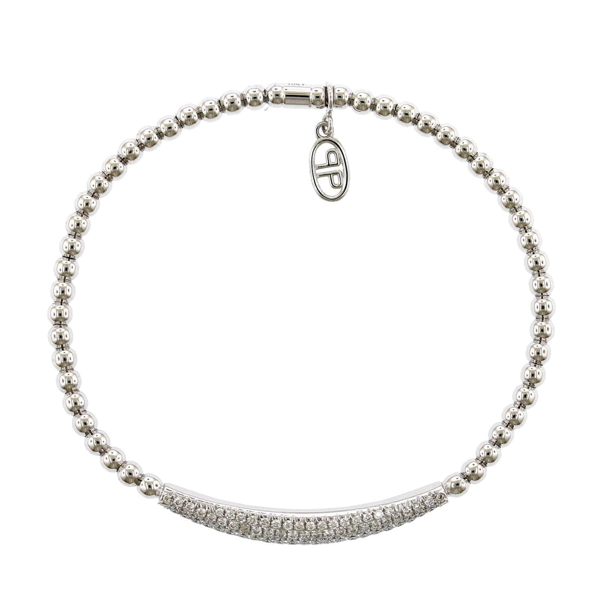 18K White Gold Elongated Diamond Stretch Bracelet, 18k white gold, Long's Jewelers