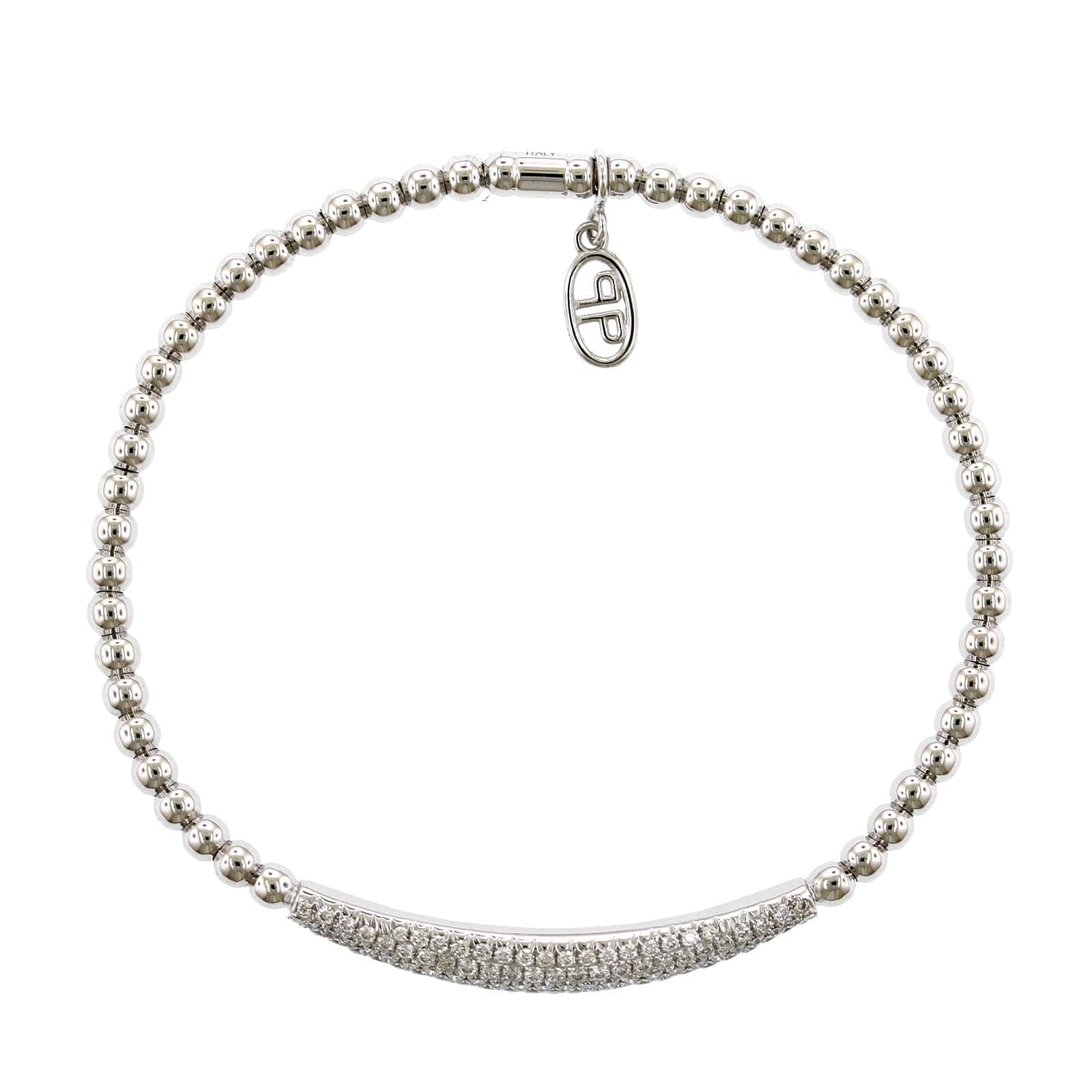 18K White Gold Elongated Diamond Stretch Bracelet, 18k white gold, Long's Jewelers