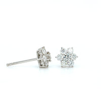 18K White Gold Flower Diamond Stud Earrings, White Gold, Long's Jewelers