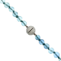 18K White Gold Graduated Aquamarine Bead with Diamond Necklace