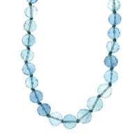 18K White Gold Graduated Aquamarine Bead with Diamond Necklace, White Gold, Long's Jewelers