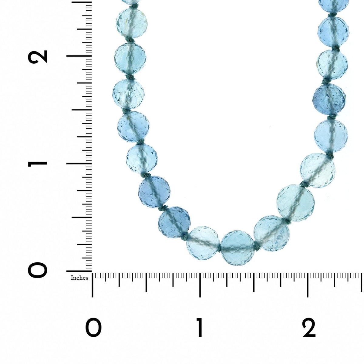 18K White Gold Graduated Aquamarine Bead with Diamond Necklace