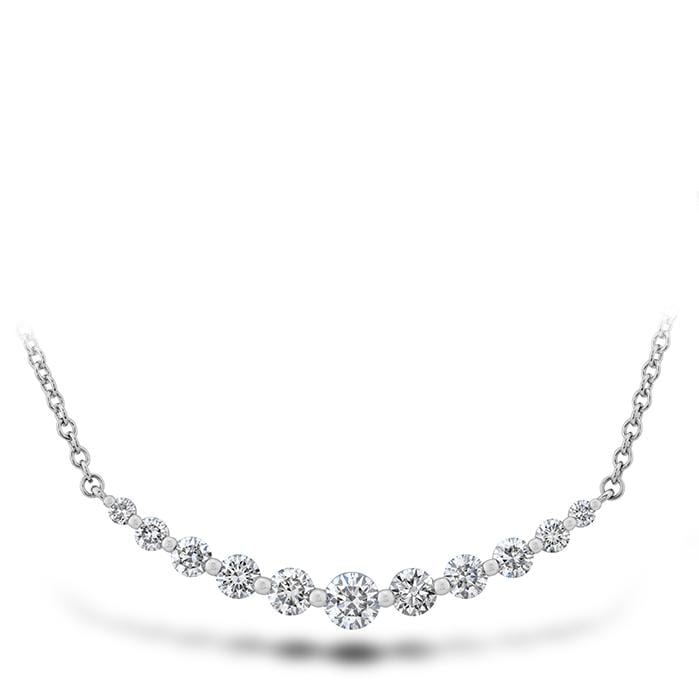 18K White Gold Graduated Diamond Curve Bar Necklace, 18k white gold, Long's Jewelers