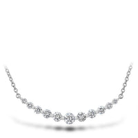 18K White Gold Graduated Diamond Curve Bar Necklace, 18k white gold, Long's Jewelers