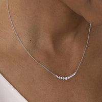 18K White Gold Graduated Diamond Curve Bar Necklace, 18k white gold, Long's Jewelers