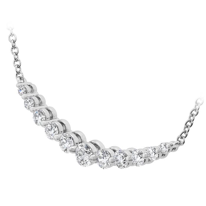 18K White Gold Graduated Diamond Curve Bar Necklace, 18k white gold, Long's Jewelers