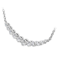 18K White Gold Graduated Diamond Curve Bar Necklace, 18k white gold, Long's Jewelers
