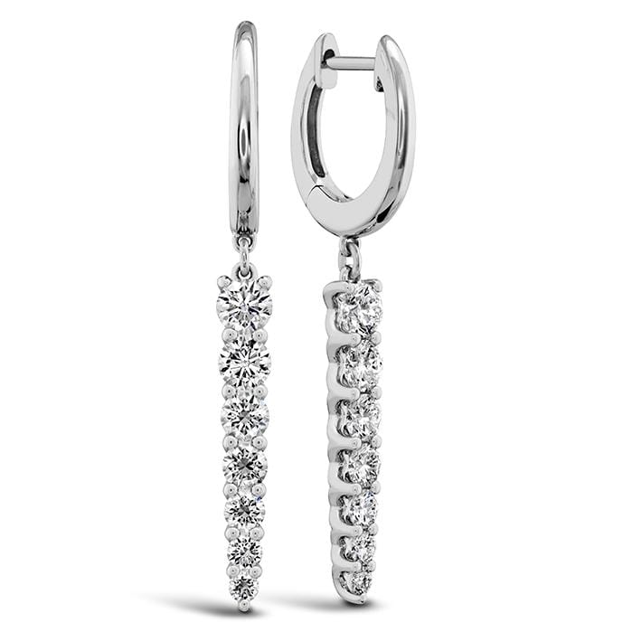 18K White Gold Graduated Diamond Drop Earrings, 18k white gold, Long's Jewelers