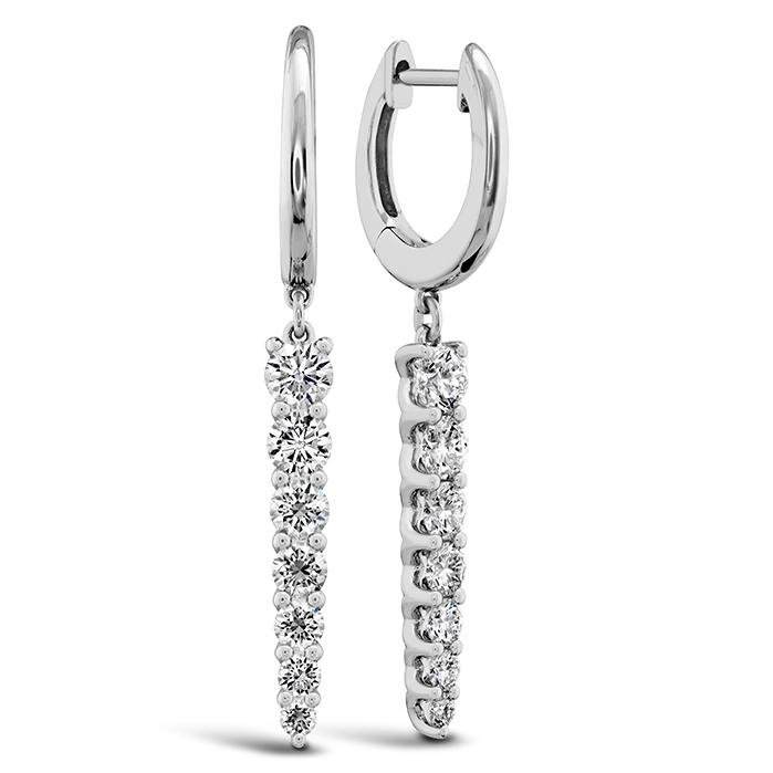 18K White Gold Graduated Diamond Drop Earrings, 18k white gold, Long's Jewelers