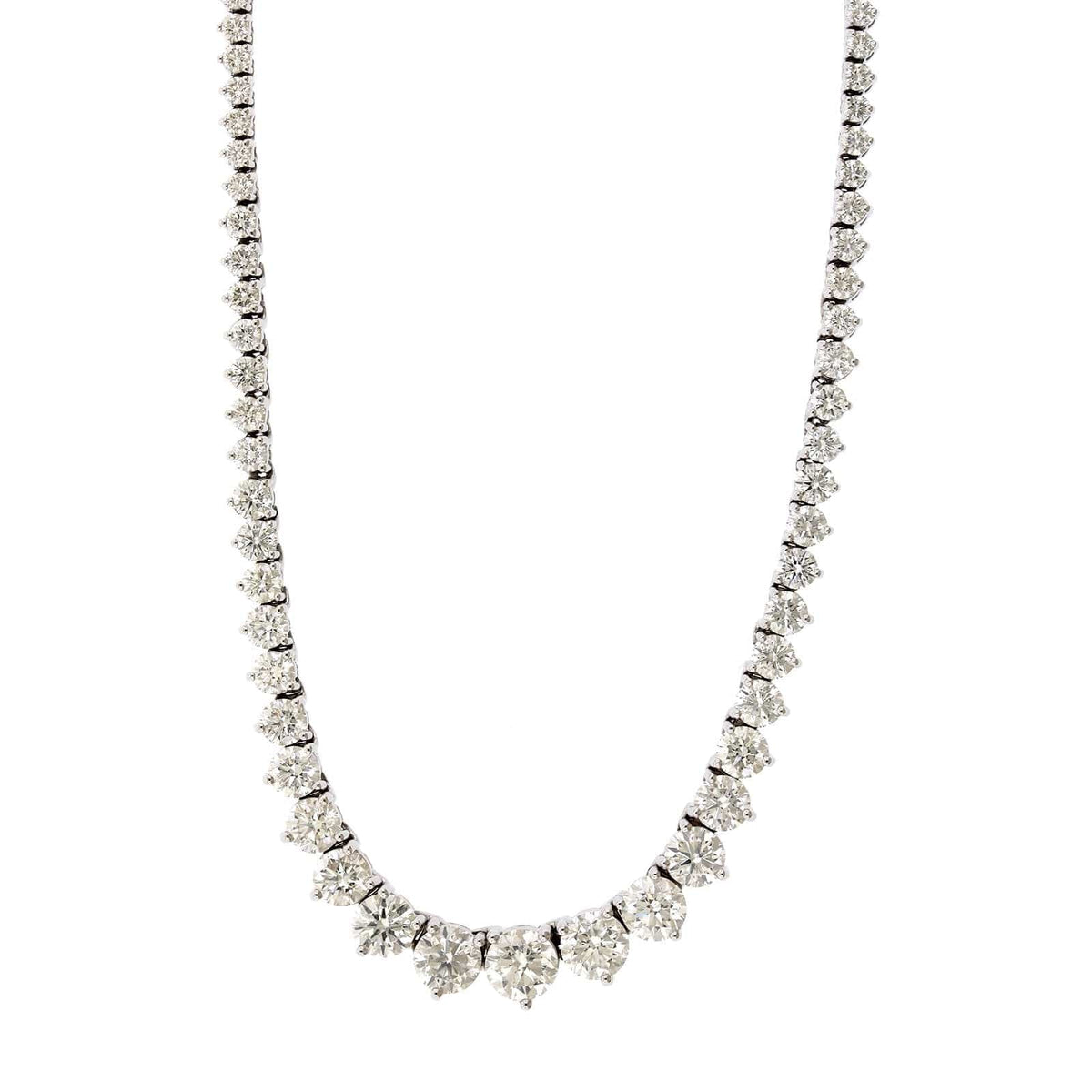 18K White Gold Graduated Diamond Tennis Necklace, White Gold, Long's Jewelers