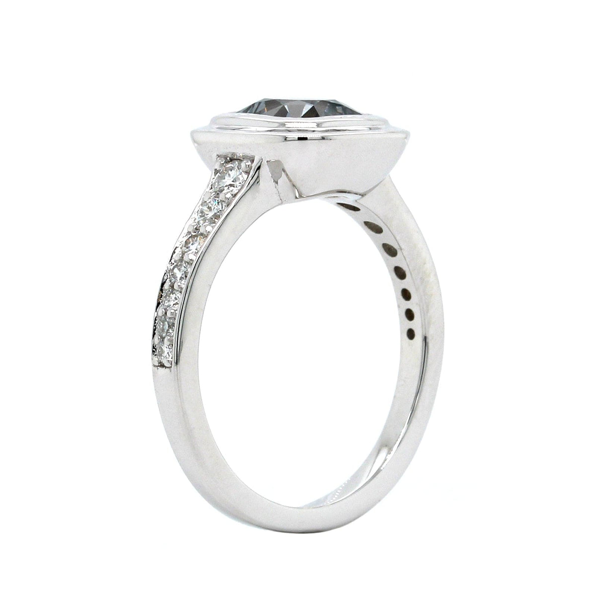 18K White Gold Grey Spinel Diamond Ring, 18k white gold, Long's Jewelers