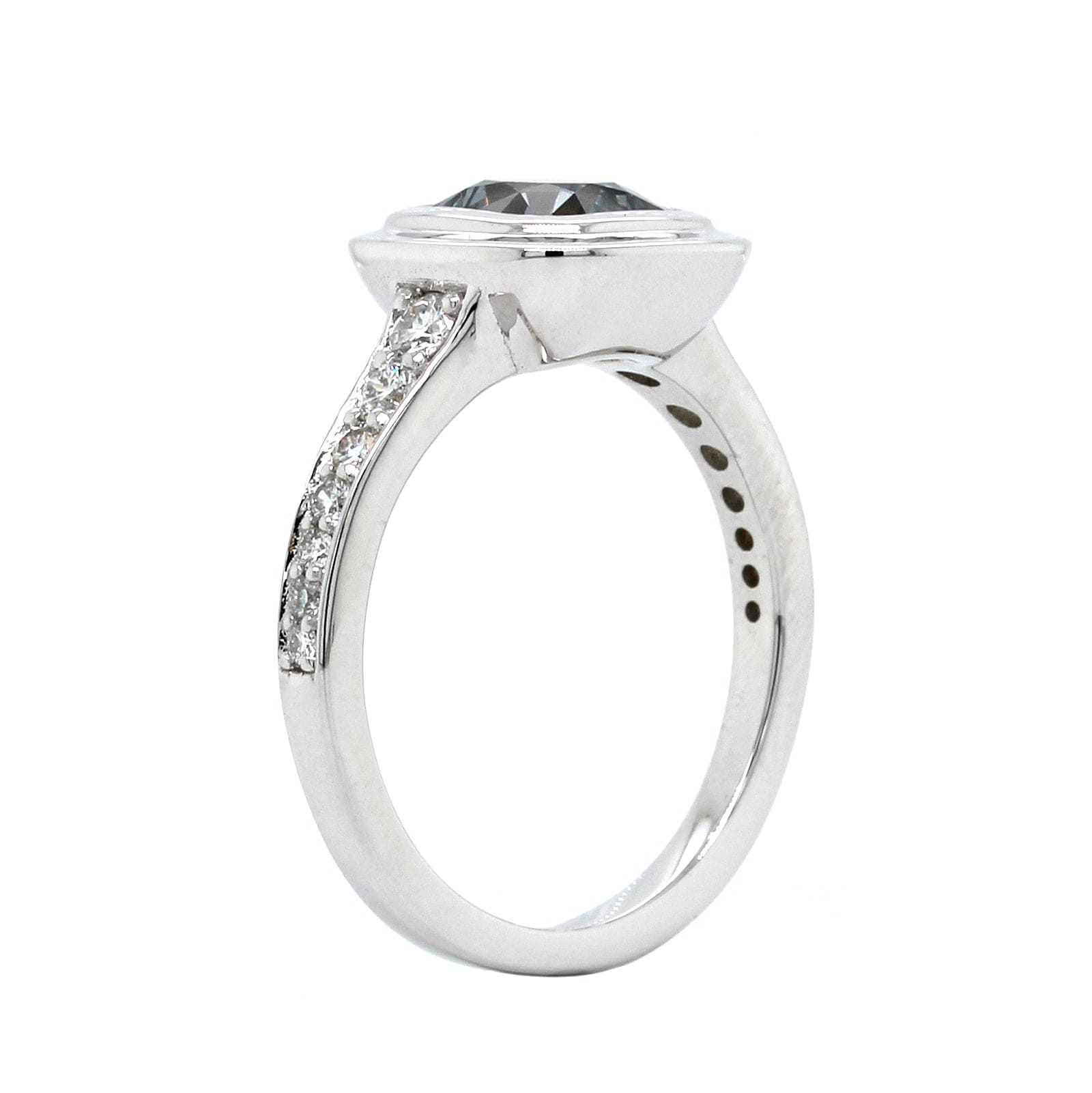 18K White Gold Grey Spinel Diamond Ring, 18k white gold, Long's Jewelers