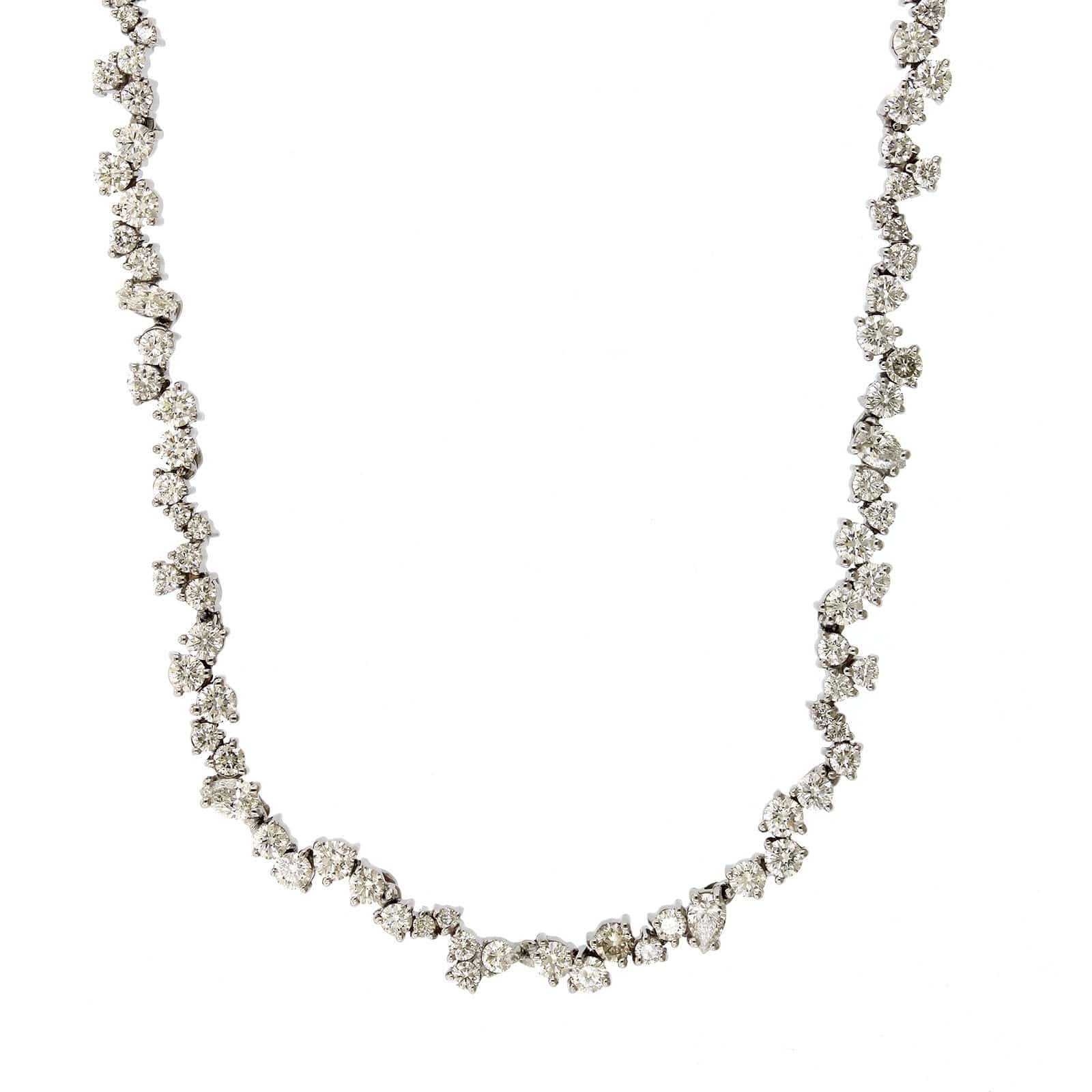 18K White Gold Half Choker Diamond Necklace, Gold, Long's Jewelers
