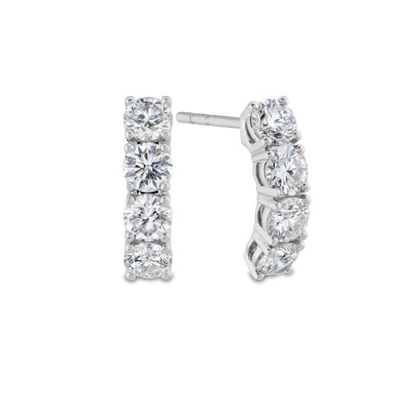 18K White Gold Half Huggie Diamond Earrings, 18k white gold, Long's Jewelers