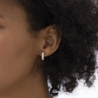 18K White Gold Half Huggie Diamond Earrings, 18k white gold, Long's Jewelers