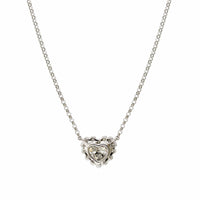 18K White Gold Heart Diamond Cluster Necklace