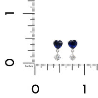 18K White Gold Heart Sapphire Diamond Dangle Earrings, 18k white gold, Long's Jewelers