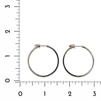 18K White Gold Inside Outside Bead Set Diamond Hoop Earrings, White Gold, Long's Jewelers