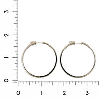 18K White Gold Inside Outside Bead Set Diamond Hoop Earrings, White Gold, Long's Jewelers