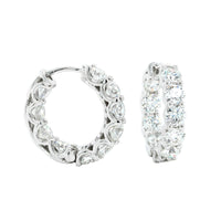 18K White Gold Inside Outside Diamond Hoop Earrings, 18k white gold, Long's Jewelers