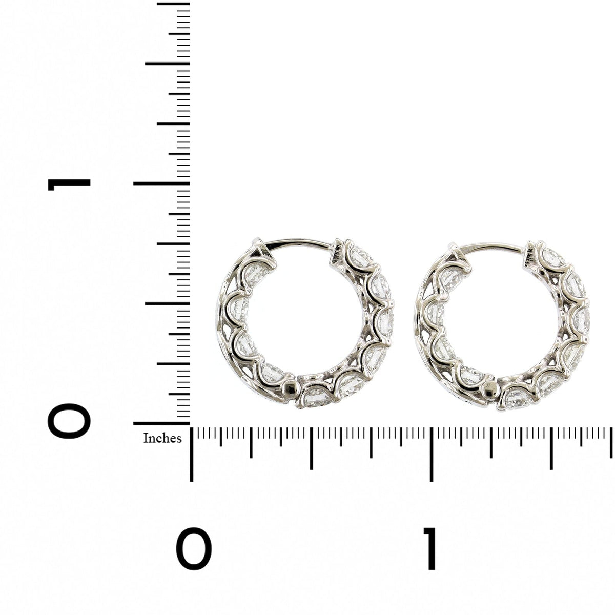 18K White Gold Inside Outside Diamond Hoop Earrings, 18k white gold, Long's Jewelers