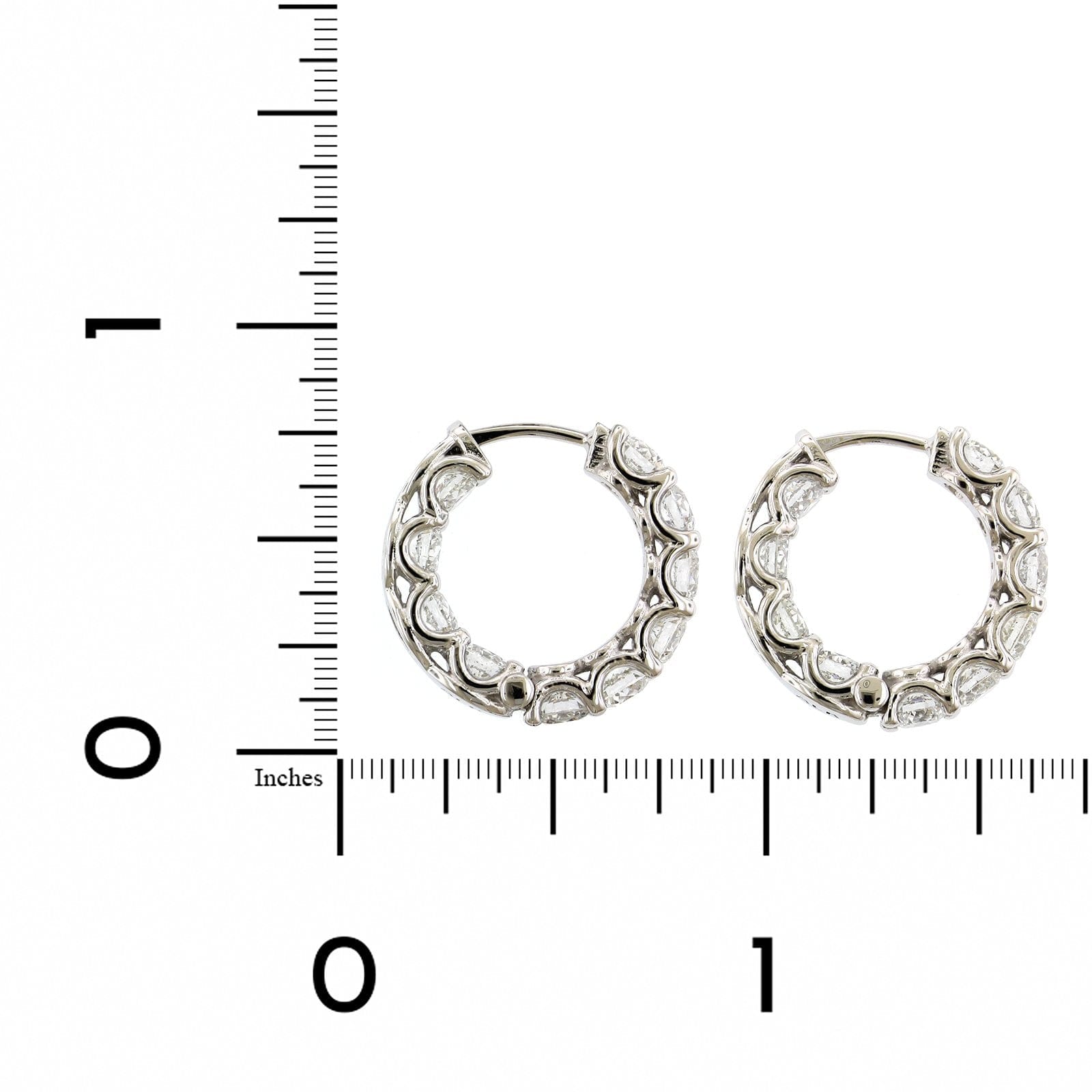 18K White Gold Inside Outside Diamond Hoop Earrings, 18k white gold, Long's Jewelers