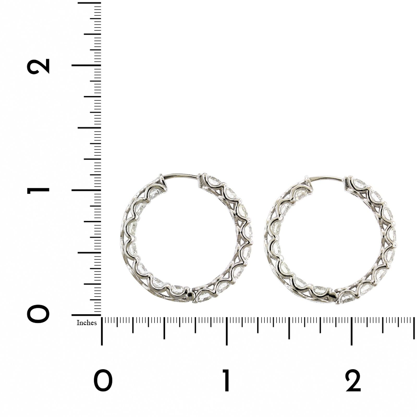 18K White Gold Inside Outside Diamond Hoop Earrings, 18k white gold, Long's Jewelers