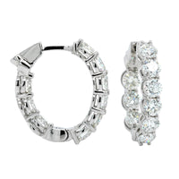 18K White Gold Inside Outside Diamond Hoop Earrings, White Gold, Long's Jewelers